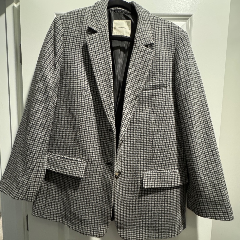 Everlane Black and White Checkered Blazer